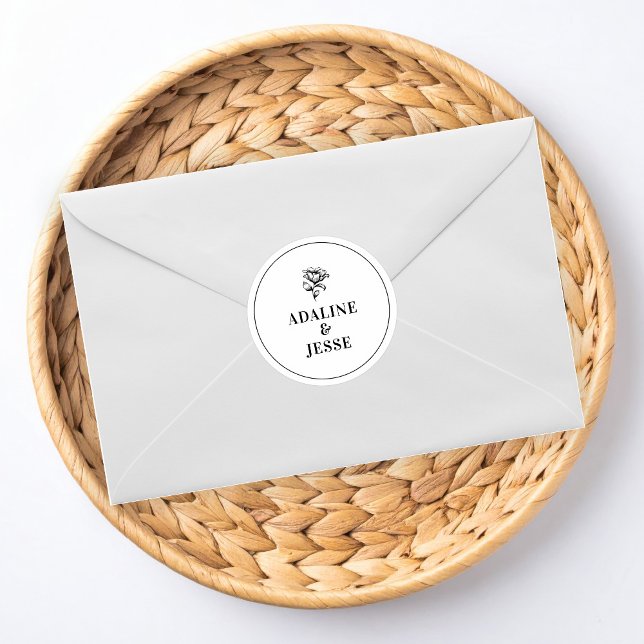 Timeless Monochrome Wedding  Classic Round Sticker (Creator Uploaded)