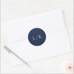 Timeless Monogram Navy Blue Elegant Wedding Classic Round Sticker<br><div class="desc">Elegant wedding stickers featuring a classic style with your monogram in a traditional serif font.   This simple design goes well with any style of wedding.</div>