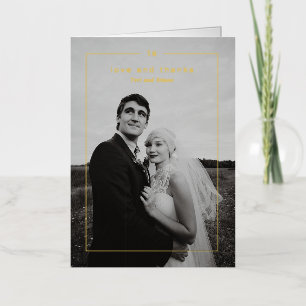 Timeless Monogram Photo Modern Wedding Thank You Foil Greeting Card
