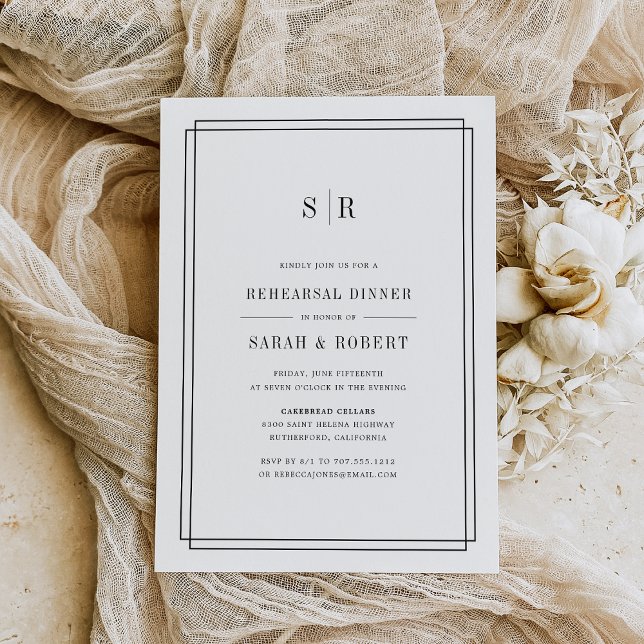 Timeless Monogram Rehearsal Dinner Invitation (Creator Uploaded)
