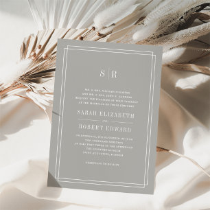 Timeless Monogram Wedding Invitation   Greige