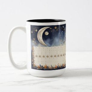 Timeless Moon Phase Atlas - Retro Astronomy Calend Two-Tone Coffee Mug