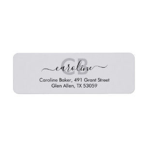 Timeless - Moonlit Grey Monogram Address Label