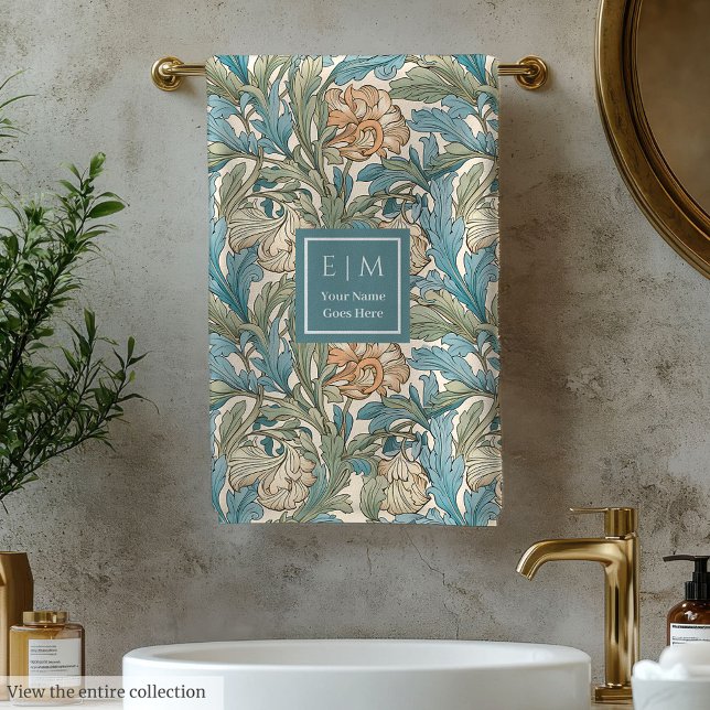 Timeless Morris Inspired Personalized Floral   Bath Towel Set (Timeless Morris Inspired Personalized Floral Bath Towel Set)