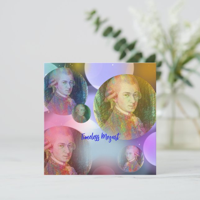 Timeless Mozart Music Greeting cards (Standing Front)