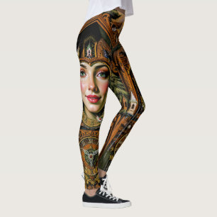 “Timeless Muse” – A Cuckoo Clock Portrait  Leggings