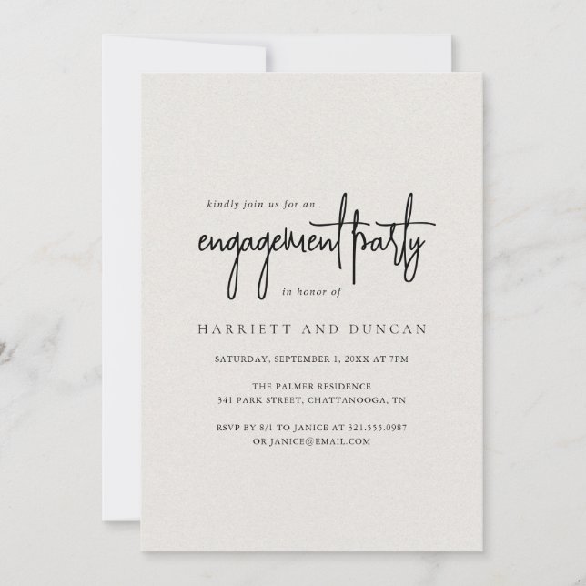 Timeless Neutral Beige Elegant Engagement Party Invitation (Front)
