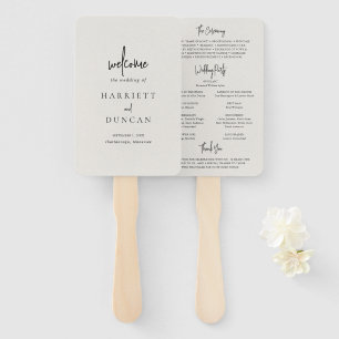 Timeless Neutral Beige Elegant Wedding Program Hand Fan