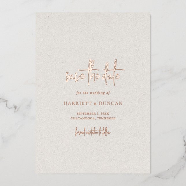 Timeless Neutral Beige Wedding Save the Date (Front)