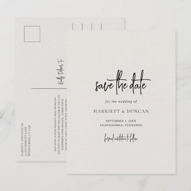 Timeless Neutral Beige Wedding Save the Date Announcement Postcard (Front/Back)
