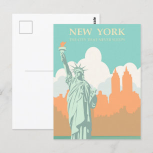 Timeless New York: Statue of Liberty in the City Postcard