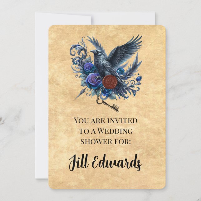 Timeless Nocturne: Raven Bridal Shower Invitation (Front)
