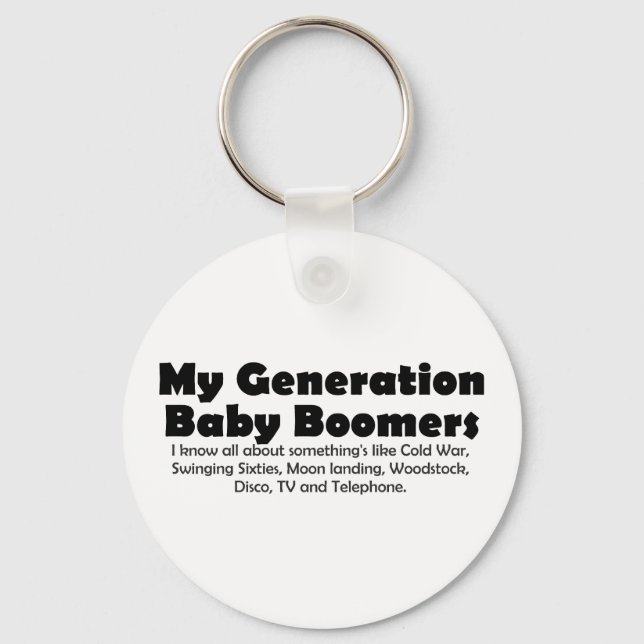 Timeless Nostalgia: Baby Boomers Retro Quote Keychain (Front)
