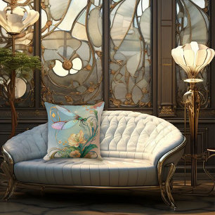 Timeless Nouveau Graceful Dragonfly Throw Pillow