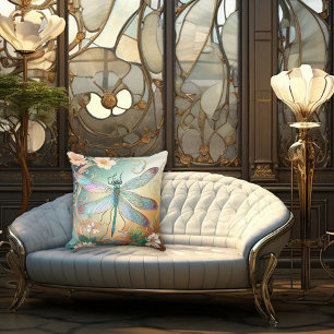 Timeless Nouveau Graceful Dragonfly Throw Pillow