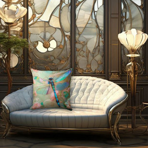 Timeless Nouveau Graceful Dragonfly Throw Pillow