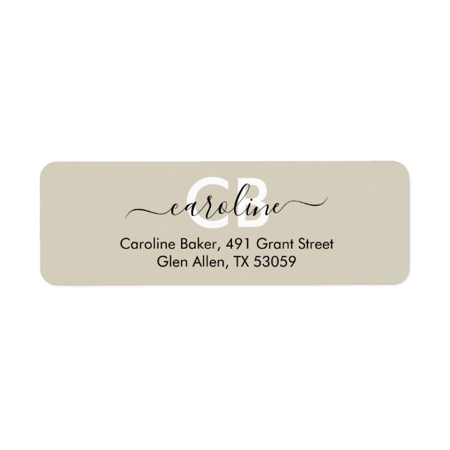 Timeless - Off White Monogram Address Label (Front)