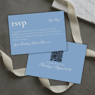 Timeless Old Money Blue Wedding QR RSVP Card