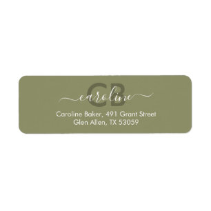Timeless - Olive Monogram Address Label