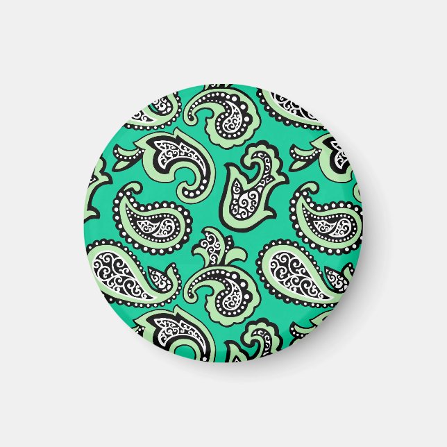 Timeless Paisley on Green  Background Magnet (Front)