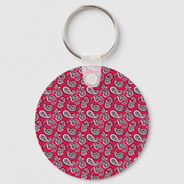 Timeless Paisley on Red Background Keychain (Front)
