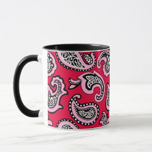 Timeless Paisley on Red Background Mug