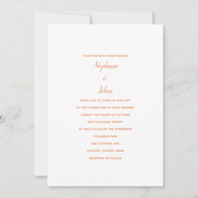 Timeless Peach Fuzz Simple Minimalist 2024 Wedding Invitation (Front)