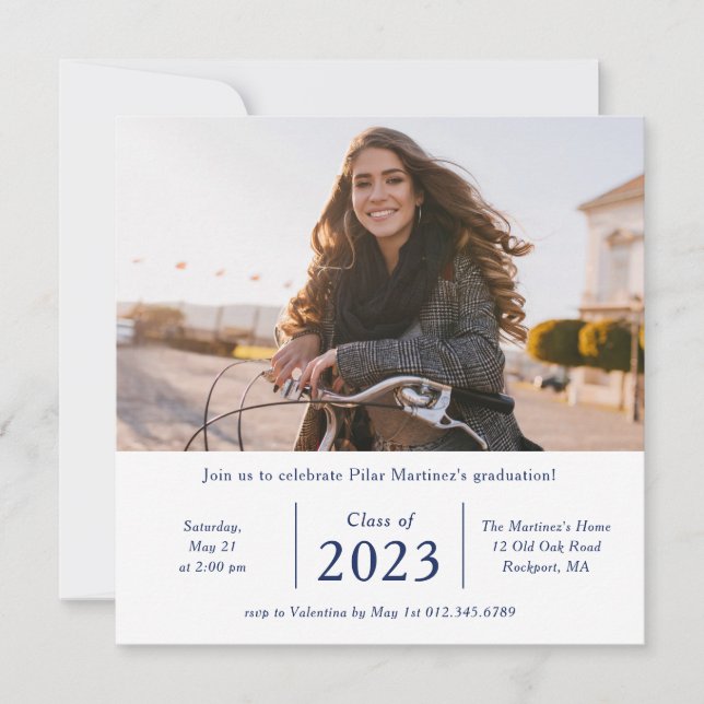 Timeless Photo Class of 2023 Graduation Party Invi Invitation (Front)