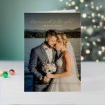Timeless Photo Elegant Newlywed Christmas Foil Holiday Card<br><div class="desc">Classic style newlywed foil Christmas cards featuring a simple yet elegant design with "Married and Bright" in an elegant calligraphy along with your names over your favourite photo.  The inside has a second picture and your three initial monogram.  Use the template to add your personalized message.</div>
