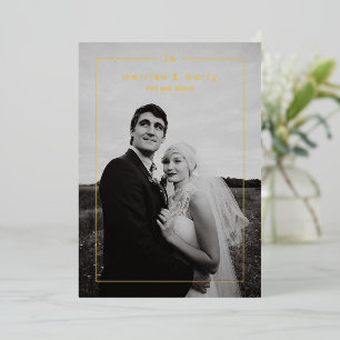 Timeless Photo Modern Newlywed Christmas Foil Holiday Card