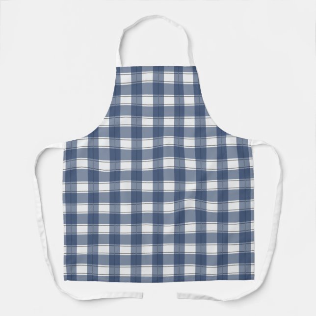Timeless Plaid Navy Apron (Front)