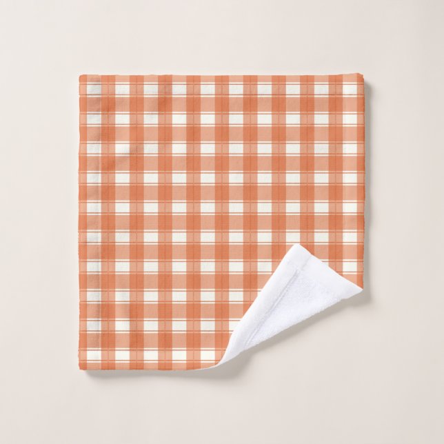 Timeless Plaid Orange Wash Cloth (Wash Cloth)
