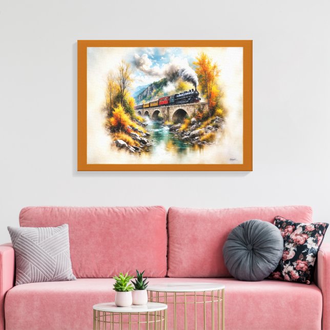 Timeless Railway Escape / Picturesque Fall Scenery Canvas Print (Insitu(LivingRoom))