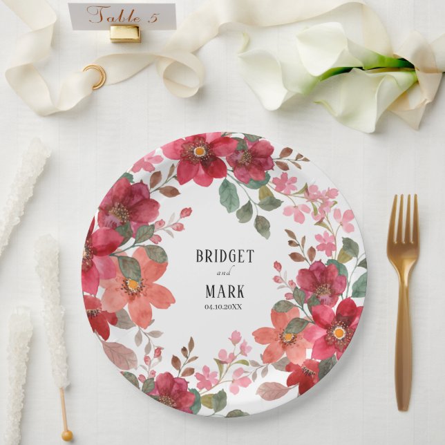 Timeless Red Wedding Paper Plate (Wedding)