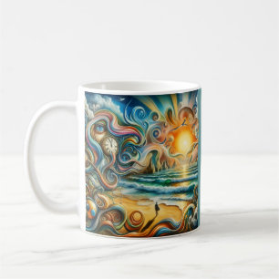 Timeless Reflections: Surreal Coastal Dreamscape Coffee Mug