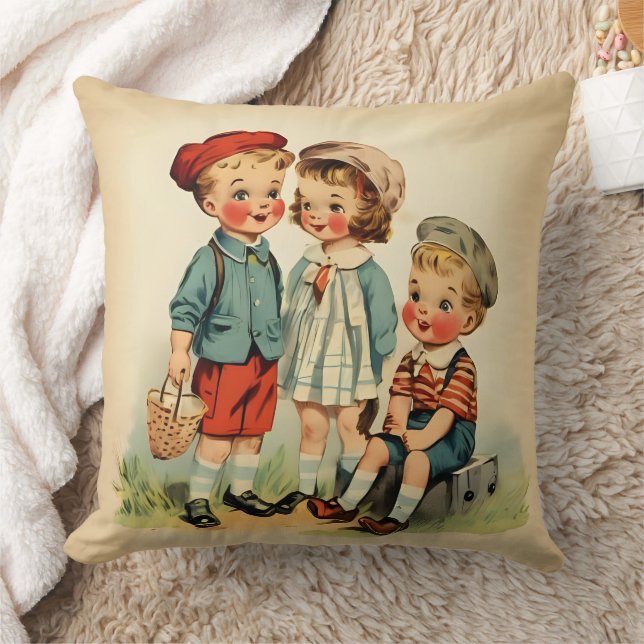 Timeless Retro Kids Throw Pillow (Blanket)