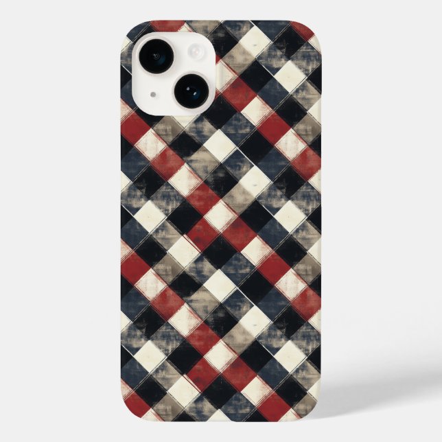 Timeless Retro Navy and Red Plaid Pattern  Case-Mate iPhone Case (Back)