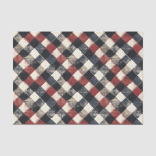 Timeless Retro Navy and Red Plaid Pattern  Tissue Paper