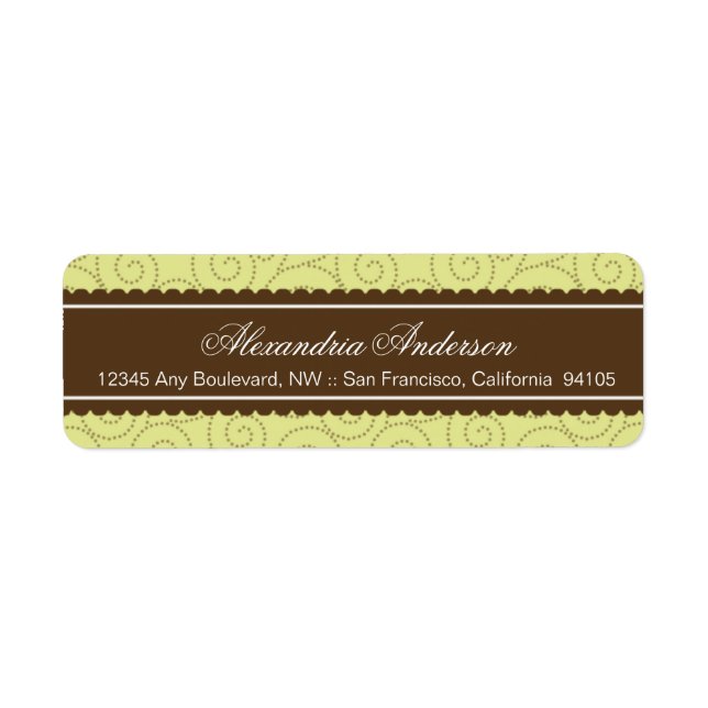 Timeless Return Address Label (brown/lime) (Front)