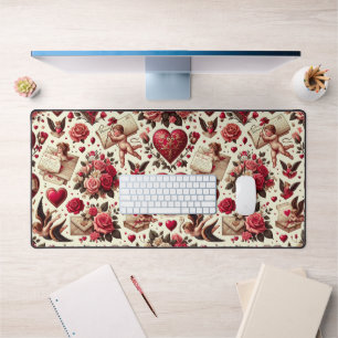 Timeless Romance: A Classic Valentine's Day Patter Desk Mat