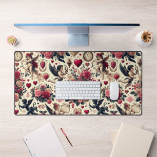 Timeless Romance: A Classic Valentine's Day Patter Desk Mat