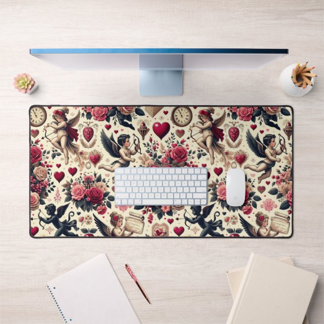 Timeless Romance: A Classic Valentine's Day Patter Desk Mat (Office 1)