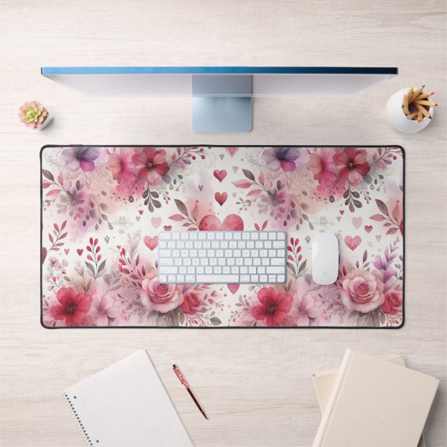 Timeless Romance: A Classic Valentine's Day Patter Desk Mat (Office 1)