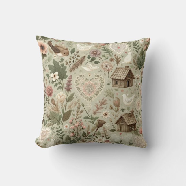 Timeless Romance: A Classic Valentine's Day Patter Throw Pillow (Front)