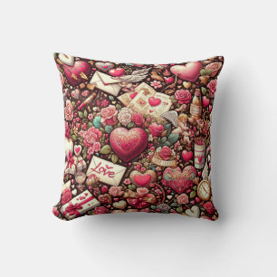 Timeless Romance: A Classic Valentine's Day Patter Throw Pillow