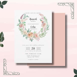 Timeless Romance Floral Wreath Wedding  Invitation