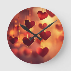Timeless Romance -Hanging Hearts Wall Clock