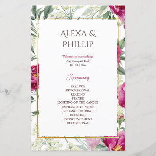 Timeless Romance Pink watercolor Wedding programs