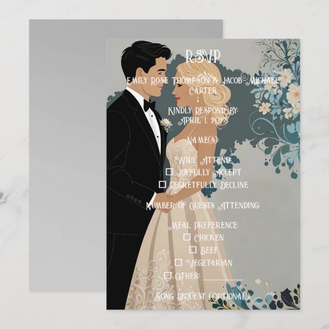 Timeless Romance: Watercolour Bride and Groom  Save The Date (Front/Back)