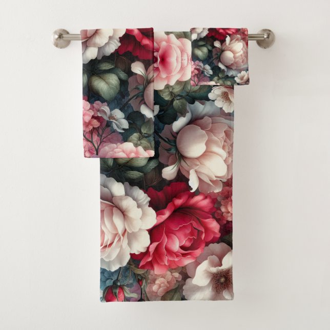 Timeless Rose Floral Charm Bath Towel Set (Insitu)